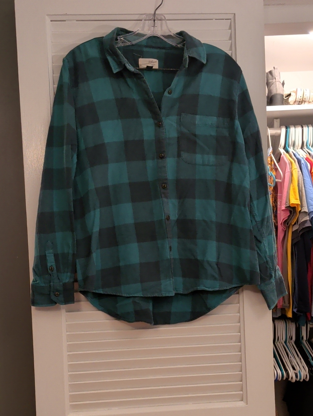Universal Thread Teal Plaid Button-Front Flannel Shirt